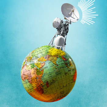 Image of a globe with a broadcasting tower on top