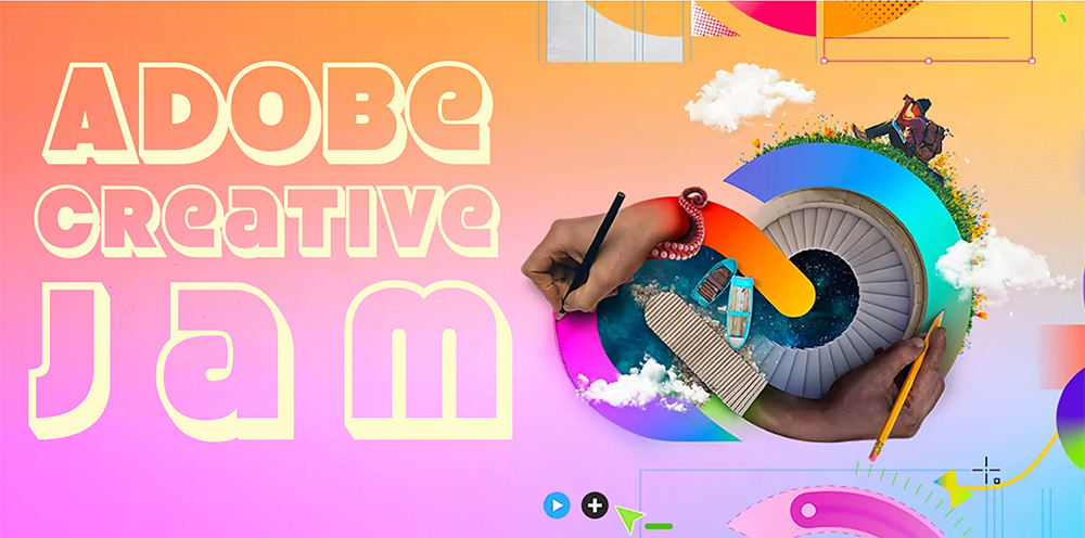A collage of art and artistic techniques available through Adobe with the words