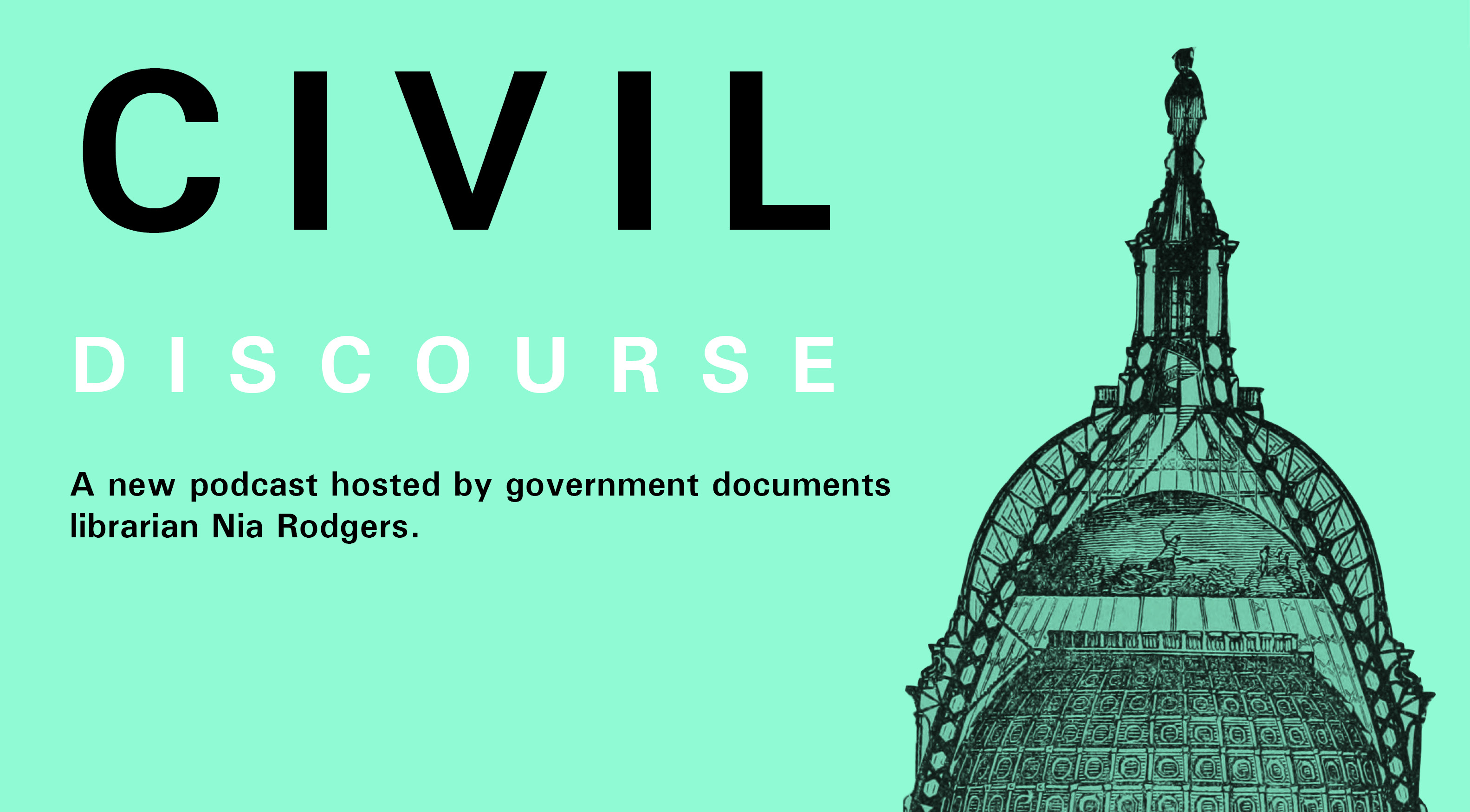 A black ink sketch of the U.S. Capitol is shown on a turquoise field. The words