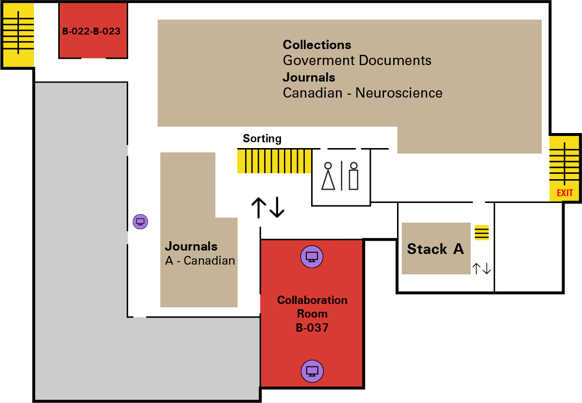 Lower level of Health Sciences Library